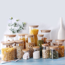 Load image into Gallery viewer, Food Container Bamboo Covered High Borosilicate Food Sealed Glass Tank Kitchen Miscellaneous Grain Storage Boxes