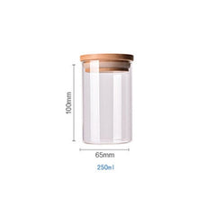 Load image into Gallery viewer, Food Container Bamboo Covered High Borosilicate Food Sealed Glass Tank Kitchen Miscellaneous Grain Storage Boxes