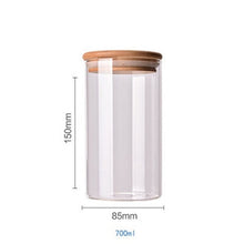 Load image into Gallery viewer, Food Container Bamboo Covered High Borosilicate Food Sealed Glass Tank Kitchen Miscellaneous Grain Storage Boxes