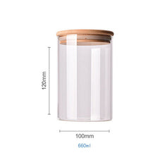 Load image into Gallery viewer, Food Container Bamboo Covered High Borosilicate Food Sealed Glass Tank Kitchen Miscellaneous Grain Storage Boxes