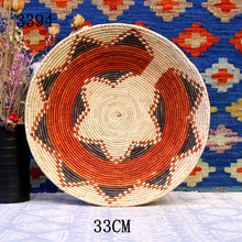 Load image into Gallery viewer, 30 cm-39 cm Round Rustic Hand-woven Straw Designer Model Room Background Wall Hanging Decoration Fruit Plate Bowls