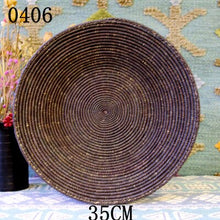 Load image into Gallery viewer, 30 cm-39 cm Round Rustic Hand-woven Straw Designer Model Room Background Wall Hanging Decoration Fruit Plate Bowls