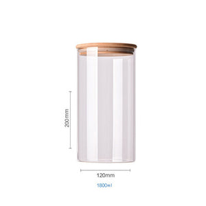 Food Container Bamboo Covered High Borosilicate Food Sealed Glass Tank Kitchen Miscellaneous Grain Storage Boxes