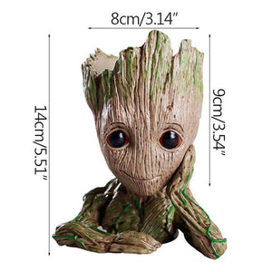 Home Decor Accessories Baby Groot Pen Holder Plants Flower Pot Cute Tree Figurines Miniature Model Desktop Decoration Ornamens