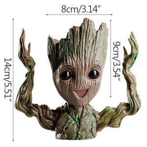 Home Decor Accessories Baby Groot Pen Holder Plants Flower Pot Cute Tree Figurines Miniature Model Desktop Decoration Ornamens