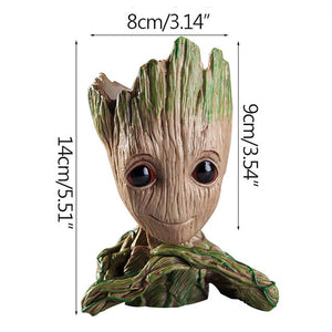 Home Decor Accessories Baby Groot Pen Holder Plants Flower Pot Cute Tree Figurines Miniature Model Desktop Decoration Ornamens