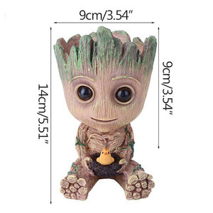 Home Decor Accessories Baby Groot Pen Holder Plants Flower Pot Cute Tree Figurines Miniature Model Desktop Decoration Ornamens