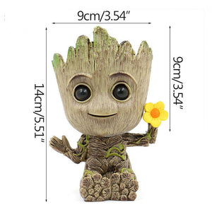 Home Decor Accessories Baby Groot Pen Holder Plants Flower Pot Cute Tree Figurines Miniature Model Desktop Decoration Ornamens