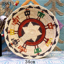 Load image into Gallery viewer, 30 cm-39 cm Round Rustic Hand-woven Straw Designer Model Room Background Wall Hanging Decoration Fruit Plate Bowls
