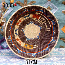 Load image into Gallery viewer, 30 cm-39 cm Round Rustic Hand-woven Straw Designer Model Room Background Wall Hanging Decoration Fruit Plate Bowls
