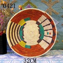 Load image into Gallery viewer, 30 cm-39 cm Round Rustic Hand-woven Straw Designer Model Room Background Wall Hanging Decoration Fruit Plate Bowls
