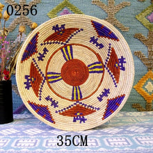 Load image into Gallery viewer, 30 cm-39 cm Round Rustic Hand-woven Straw Designer Model Room Background Wall Hanging Decoration Fruit Plate Bowls
