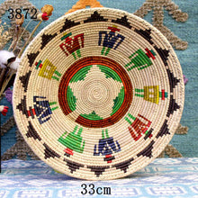 Load image into Gallery viewer, 30 cm-39 cm Round Rustic Hand-woven Straw Designer Model Room Background Wall Hanging Decoration Fruit Plate Bowls
