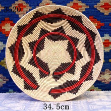 Load image into Gallery viewer, 30 cm-39 cm Round Rustic Hand-woven Straw Designer Model Room Background Wall Hanging Decoration Fruit Plate Bowls
